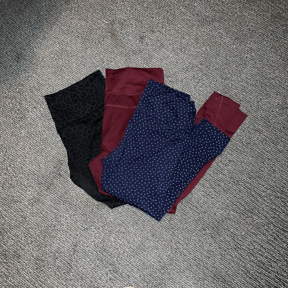 Stylish Women’s Leggings Set - Black, Burgundy, and Navy